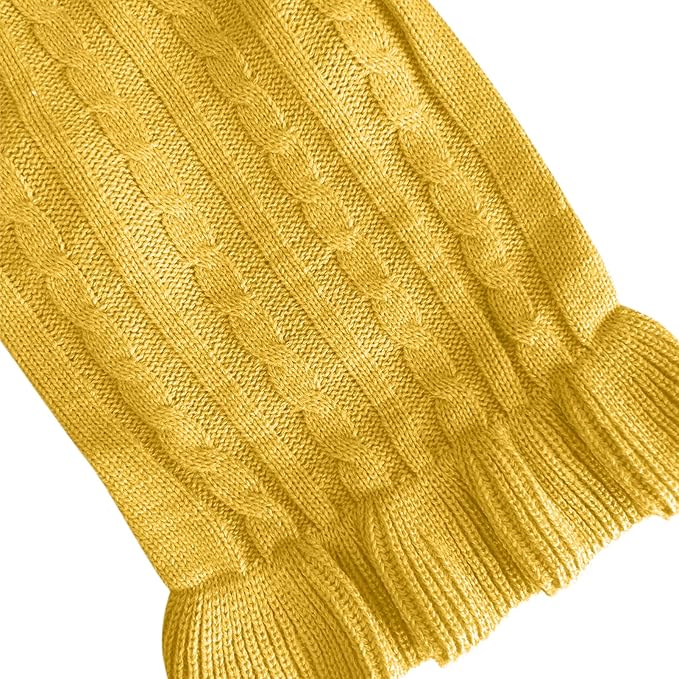 CHBORCHICEN Small Dog Sweaters Knitted Pet Cat Warm Dog Sweatshirt Winter Clothes Kitten Puppy Sweater (L, Dress-Yellow)