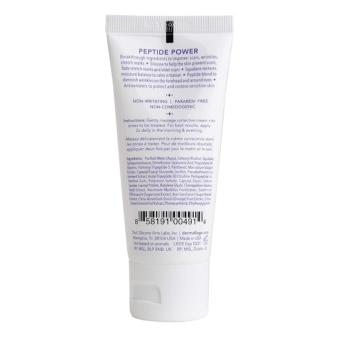Dermaflage Acne Scar Removal Cream With Peptide Power, Fade Acne, Surgical Scars, Stretch Marks And Wrinkles With Good Skin, 2 oz.
