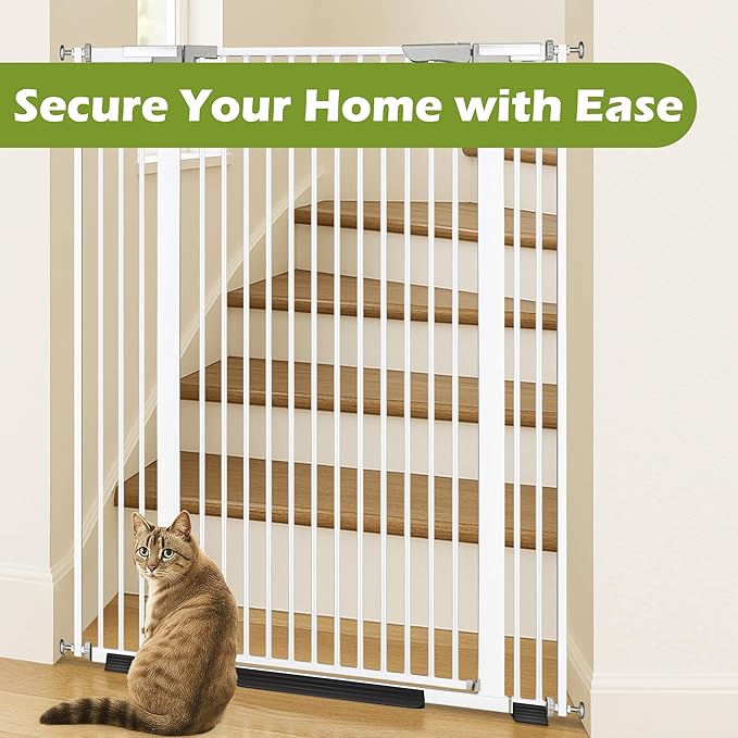 52" Extra Tall Cat Gate for Doorway,30"-41" Adjustable Width Pet Gate, Auto Close Pet Gate Include 2.75" and 5.5" Extension Kits,Pet Gate Indoor No Drilling for Doorways and Kitchen