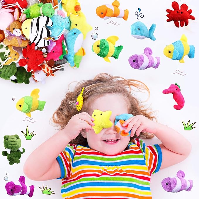 Sumind 42 Pcs Mini Stuffed Animals Toys Set Small Plush Keychain Decorations for Teacher Student Award, Carnival Prizes, Goodie Bags Filler, Christmas Valentine Easter Party Favors(Cute Style)