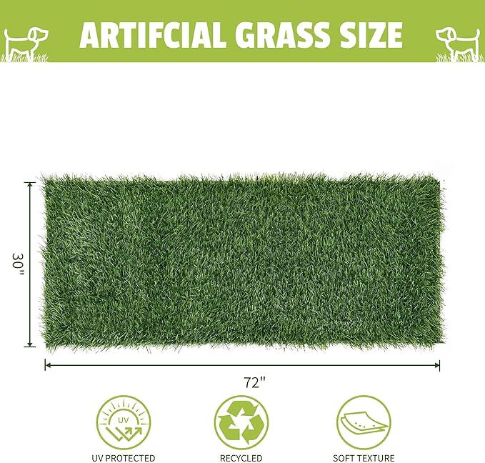 Grass Pad for Dogs, 72" x 30" Artificial Turf for Pets Potty Training, Fake Grass Mat with Drainage Holes, Easy to Clean, Large Turf Rug Outdoor Indoor Use