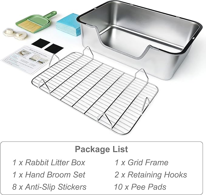 Stainless Steel Sifting Litter Box for Rabbit (XL)