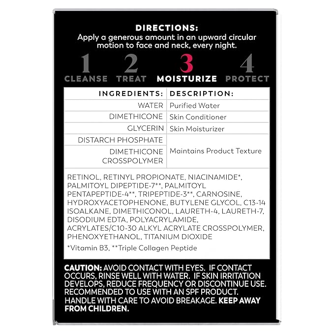 Olay Retinol Night Cream for Women,MAX,Anti-Aging Face Mousturizer,Fragrance-Free,Non Greasy - Anti-Wrinkle,Smooth Fine Lines,Hydrating Skin Care - Triple Collagen Cream,Niacinamide,1.7oz,(Pack of 2)