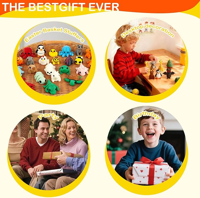 53 PCS Animals Figures, 3D Printed Animals Figurines, Fidget Toys for Halloween, Fun Party Favors for Kids, Unique Birthday&Christmas Gift, Classroom Rewards, Desk Pets Articulated Toy
