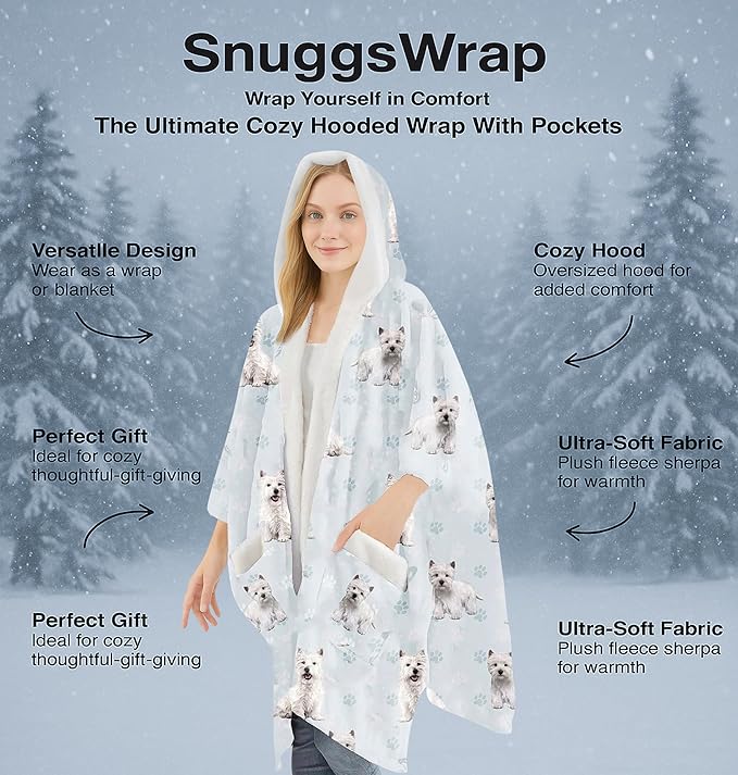 E&S Pets Sherpa Wearable Blanket Hoodie for Women – Soft Fleece Snuggs Wrap – 32 Dog & Cat Breeds – Warm Pet Lover Gifts