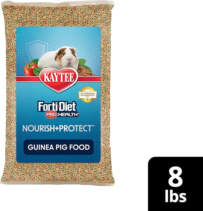 Kaytee Forti-Diet Pro Health Nourish+Protect Guinea Pig Food, Comprehensive Nutrition Backed by Science, Digestive Health, Immune Support, 8 pounds