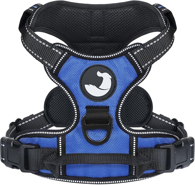 Joytale No Pull Dog Harness for Extra Large Dogs, Reflective Pet Vest with Front Clip, Adjustable Soft Padded Harnesses with Easy Control Handle for Training and Walking, Navy Blue, XL