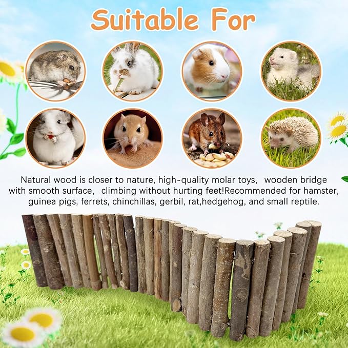 Hamiledyi Hamster Ladder Bridge, Small Animal Hideout, Tunnel, House, Ramp, Tube for Hamster, Guinea Pig, Rat, Chinchilla, Cage Accessories, Chew Toys (19.7"5.9")