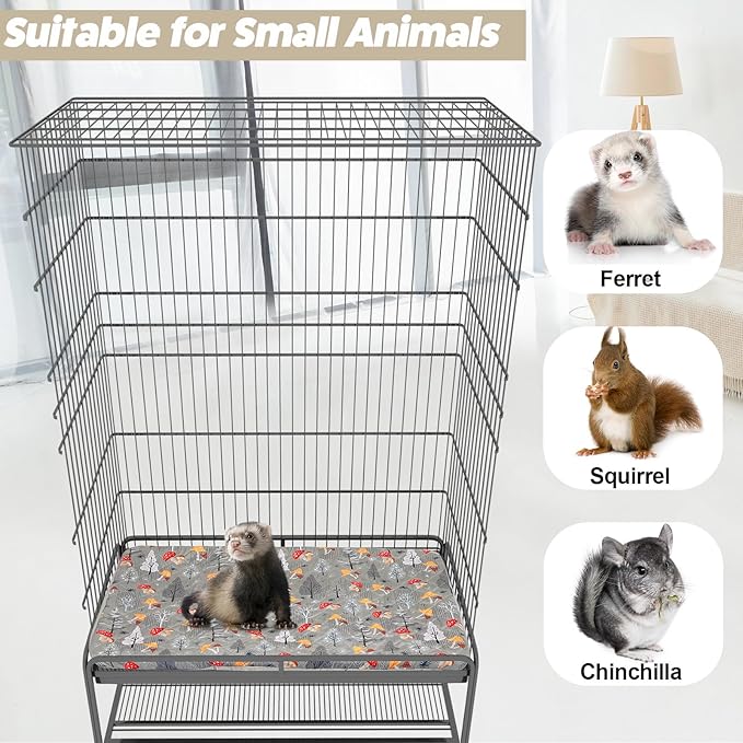 Bienbee Ferret Cage Liner Set, Waterproof Ferrets Cage Accessories for Small Animals Rats Chinchillas Hedgehogs Ferrets(Gray Mushroom,Bottom Pan Liner)