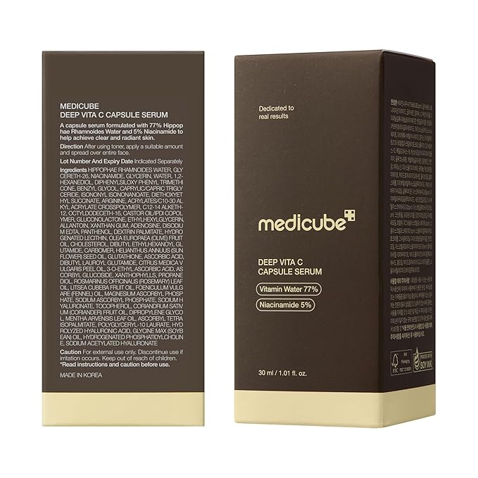 medicube Deep Vitamin C Capsule Serum | Hydrating Vitamin C Serum for Dull & Uneven-Looking Skin with Visible Concerns | Liposome Capsules for Smooth, Radiant Texture | Korean Skincare 1.01 fl.oz