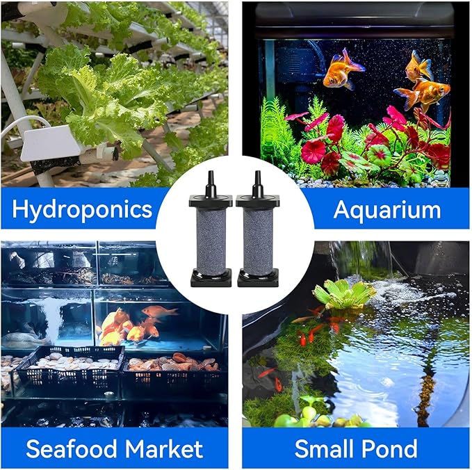 AQUANEAT Aquarium 3 inch Air Stone Cylindrical 2 Pack, Large Airstone, Aerator Bubble Diffuser, Air Pump Accessories for Aquariums, Hydroponic, Ponds and Fish Tanks