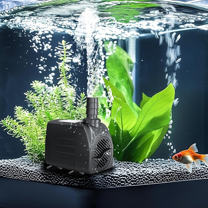 GROWNEER 550GPH Submersible Pump 30W Fountain Water Pump, 2000L/H, with 7.2ft High Lift, 3 Nozzles for Aquarium, Fish Tank, Pond, Hydroponics, Statuary