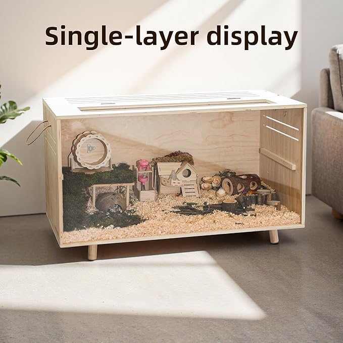 Pine Small Animals Houses&Habitats Chewproof, 40" Pine Guinea Pig Cage Hamster Cage for Small Animals (40" Large, Short-Legged Stick)