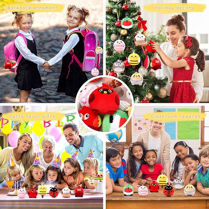 Libima 9 Pcs Mini Stuffed Animals Gifts 3.15 Inch Small Plush Keychains Cute Ornaments Bulk Toys for Baby Shower Birthday Party Gift Bags Fillers Valentines Easter Basket Stuffers(Flying Animals)