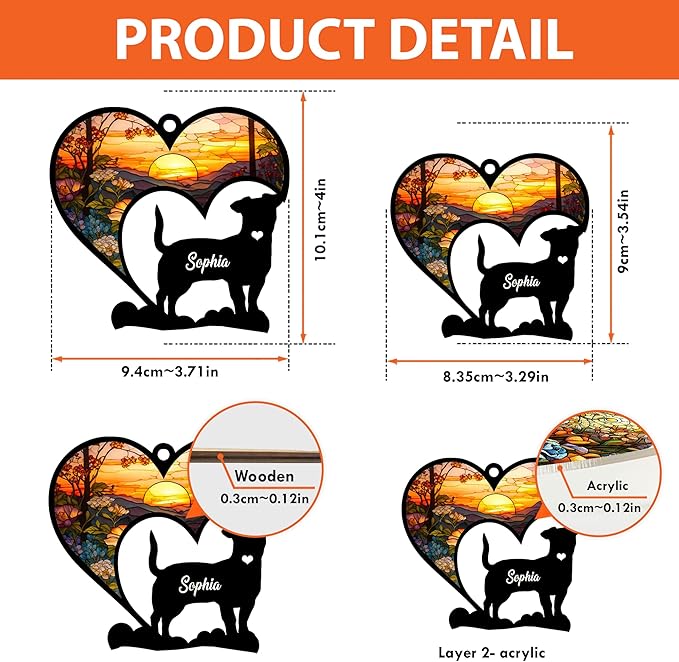 Nazenti Personalized Dog Memorial Suncatcher - Custom Pet Sympathy Gift for Dog Lovers - Christmas Tree Ornament