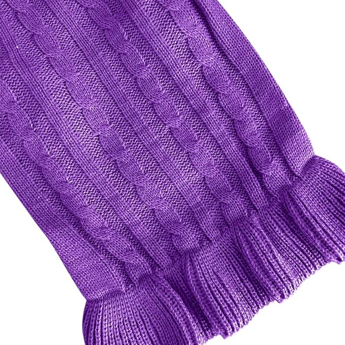 CHBORCHICEN Small Dog Sweaters Knitted Pet Cat Warm Dog Sweatshirt Winter Clothes Kitten Puppy Sweater (XS, Dress-Purple)
