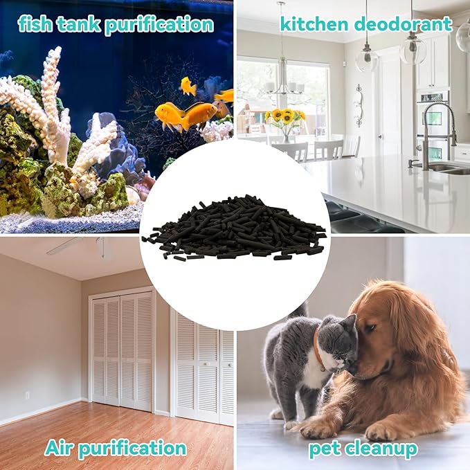 Sukh Activated Carbon Pellets - Activated Charcoal Bulk Carbon for Aquarium Charcoal Pellets for Waterbox Aquariums Pond Fish Tank (1.9, Pounds)