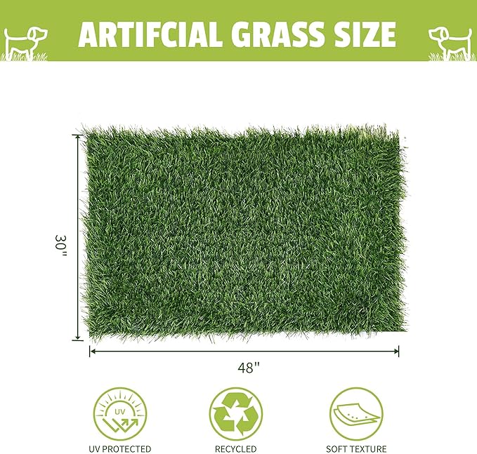 Grass Pad for Dogs, 48" x 30" Artificial Turf for Pets Potty Training, Fake Grass Mat with Drainage Holes, Easy to Clean, Large Turf Rug Outdoor Indoor Use