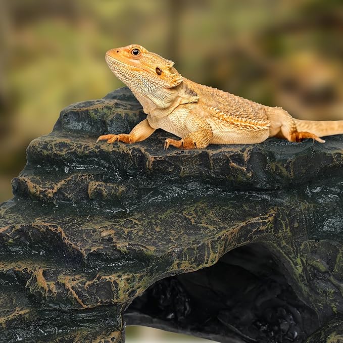 Reptile Tank Accessories, Turtle Tank Accessories, Fish Tank Accessories, Perfect Large Reptile Hide, Aquarium Decor, Professional Turtle Basking Platform (Antique)