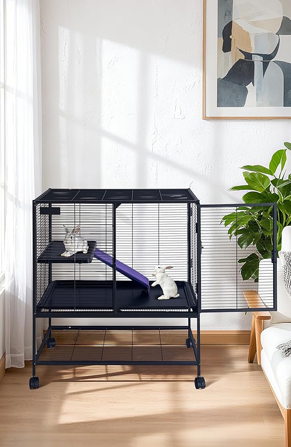 Garvee Small Animal Cage, 36 in H Deluxe Ferret Cage - 4 Tier Large Chinchilla Cage with Removable Ramp, Hammock,Removable Tray for Ferret, Chinchilla, Guinea Pig,Hamster