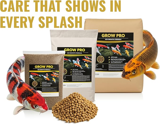 HALF OFF PONDS Grow Pro Koi Fish Food - 50 lb Floating Pellets, 3mm Size - Goldfish Food for Ponds - 40% Protein with Fish Meal & Probiotics - Designed for Rapid Growth & High Digestibility
