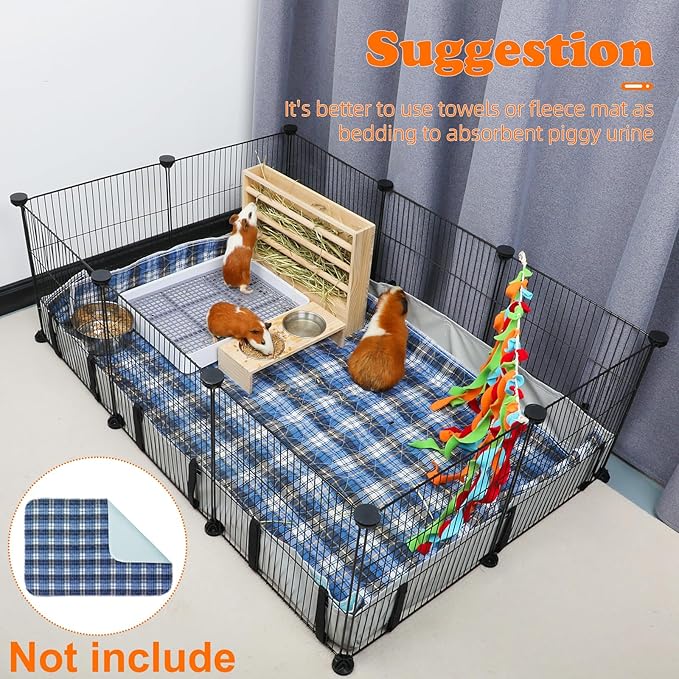 Waterproof Guinea Pig Cage Liner with 4" Raised Sides for C&C Cage, 42"*28" Washable Bottom Tarp for Guinea Pigs Rabbits and Small Animals