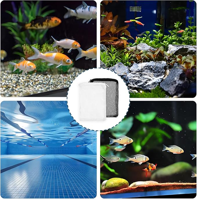 10 Pack 7.8 x 5.9 Inch Media Bags for Aquarium, Aquarium Filter Media Bags with Zipper, Fish Tank Fine Mesh Bag for Carbon, Bio Balls, Ceramic Rings, Volcano Rock (Black)