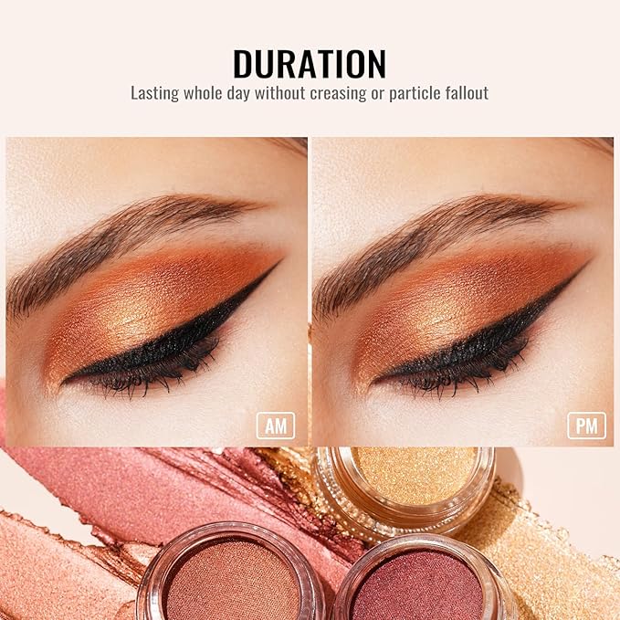Oulac Copper Eyeshadow Cream - Highly Pigmented Natural Eyeshadow with Moisturizing Formula, Waterproof & Long Lasting, Shimmer Glitter Eye Makeup. 6g (20)