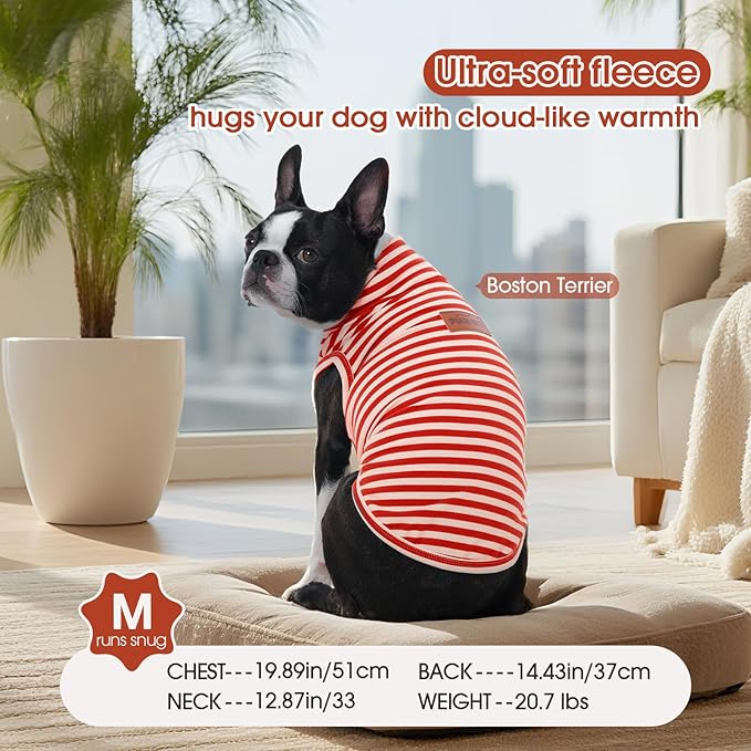 FUAMEY 2 Pack Dog Fleece Vest for Extra Small Dogs,Puppy Stretchy Dog Sweatshirts Warm Dogs Pullover Winter Pet Sweaters with Leash Hole Puppy Turtleneck Sleeveless Pink Stripes XXS