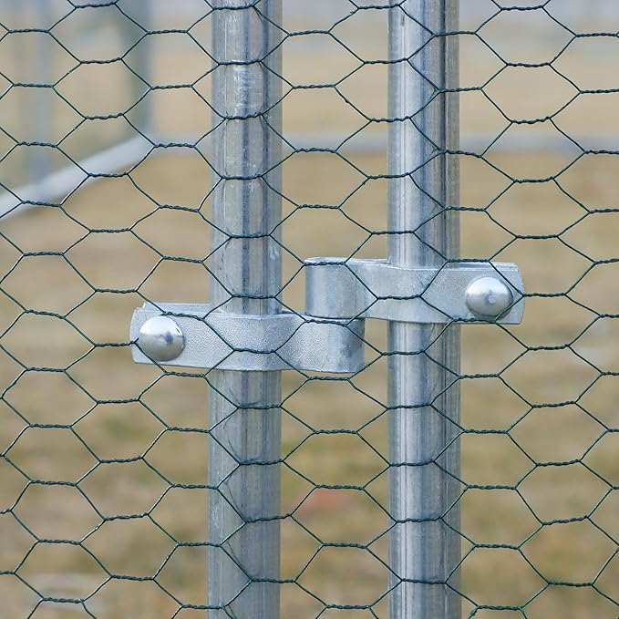 PawHut Large Chicken Coop Metal Chicken Run with Waterproof and Anti-UV Cover, Flat Shaped Walk-in Fence Cage Hen House for Outdoor and Yard Farm Use, 1.3" Tube Diameter, 9' x 24' x 6.5'