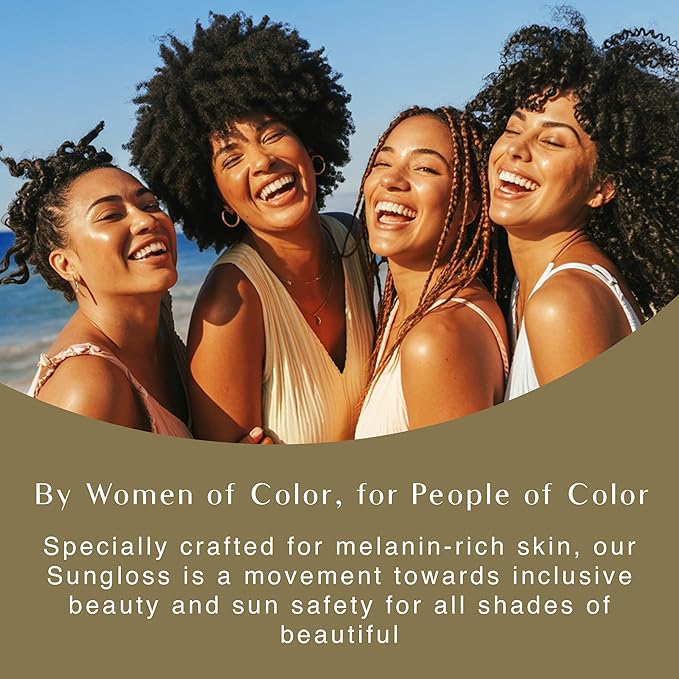 BLACK GIRL SUNSCREEN Make It Pop Sungloss & Sungloss Shades for Women - SPF 50 Tinted Sunscreen Lip Gloss, Sun Protection, Hydrating - 4 Pack (Clear Skyes, Cherry Noir, Red Wine, French Kiss)