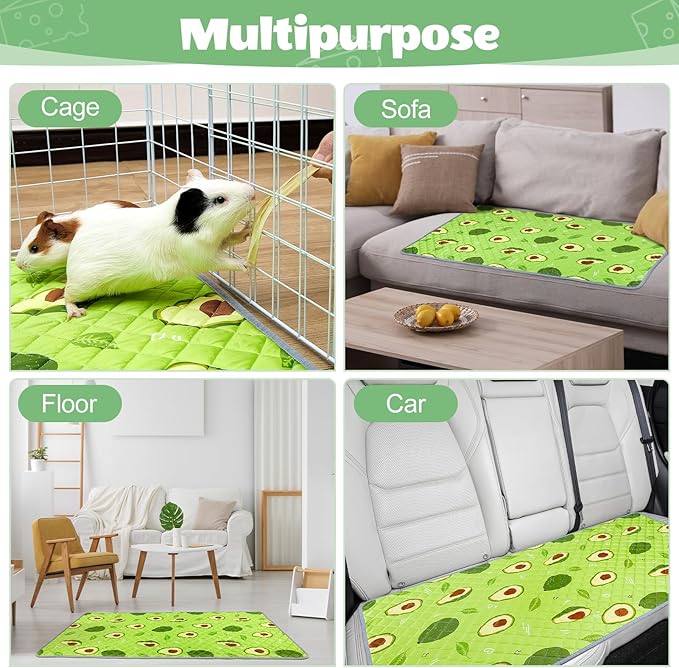 2 Pack Guinea Pig Bedding, Washable Guinea Pig Cage Liner Reusable Guinea Pig Mat Waterproof Guinea Pig Bedding Super Absorbant Guinea Pig Pee Pads
