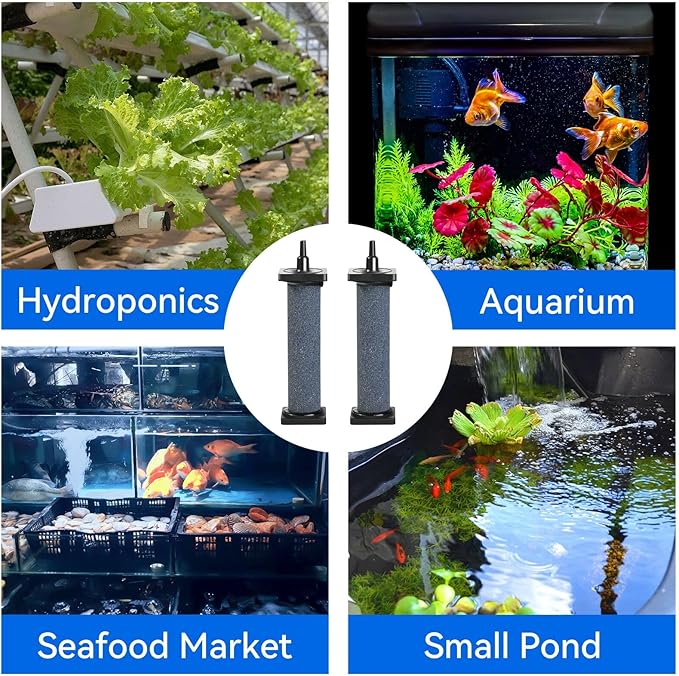 AQUANEAT Aquarium 5 inch Air Stone Cylindrical 2 Pack, Large Airstone, Aerator Bubble Diffuser, Air Pump Accessories for Aquariums, Hydroponic, Ponds and Fish Tanks