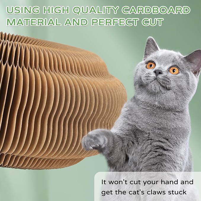 Accordion Magic Organ Cat Scratcher Toys for Indoor Cats - Cardboard Cat Scratching Board Ball Scratcher Pad 3 Pack