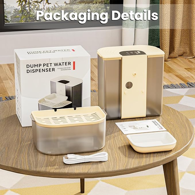 Smart Pet Fountain, 4.5L Large Capacity with 4800mah Rechargeable, Dumping Cat & Dog Water Dispenser, Ceramic Heating at 28 ℃, Automatic Wastewater Separation for Cats & Dogs, with Remote Control