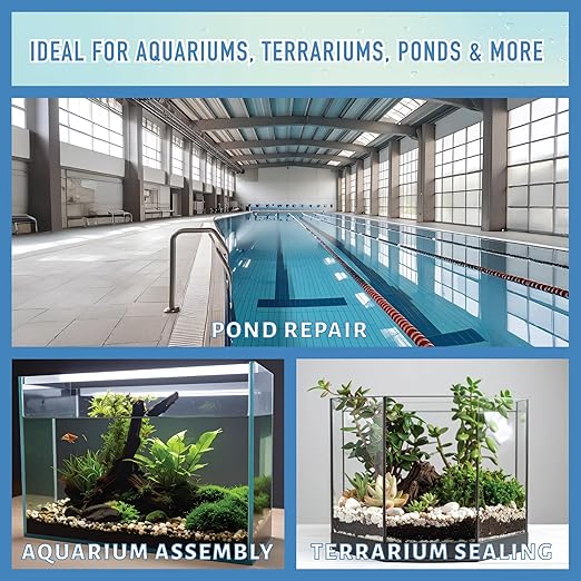 Seal/Fix Aquarium Silicone Sealant - Clear - 100% Fish-Safe Silicone for Freshwater & Saltwater Tanks, Waterproof, Non-Toxic, Flexible Bonding for Glass, Leak Repair & Decoration (10.1 fl oz, 1 Pack)