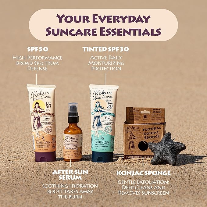 Kokua Sun Care Hawaiian Reef Safe Sunscreen SPF 50 | 1 oz - 3 Pack | Zinc Oxide | Mineral Sunscreen | Face & Body | Moisturizing Sun Protection | Water Resistant | Chemical Free | Natural Ingredients