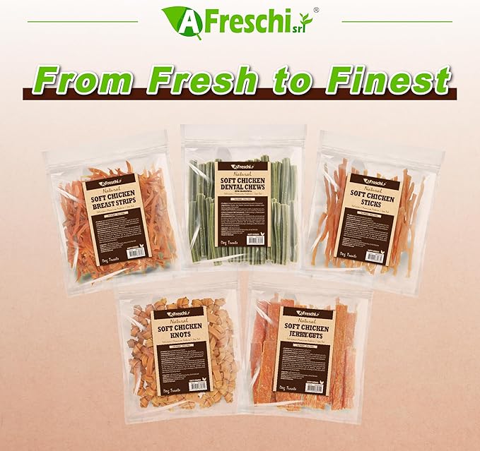 Afreschi Soft Dental Dog Treats, All Natural, High-Protein, Healthy & Easily Digestible, Grain-Free Puppy Chews, Human Grade Training & Rewards Dog Snacks, Dental Chews, 24 oz Pack