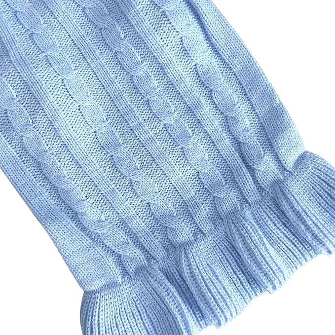 CHBORCHICEN Small Dog Sweaters Knitted Pet Cat Warm Dog Sweatshirt Winter Clothes Kitten Puppy Sweater (L, Dress-Light Blue)
