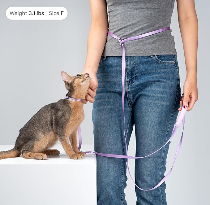 Cat Harness and Leash Set, Escape Proof Cat Harness Lightweight Leash with Padded Handle, Adjustable Leash Harness for Kitten>4lbs Small Large Cats Walking Training (Monet Purple, S)