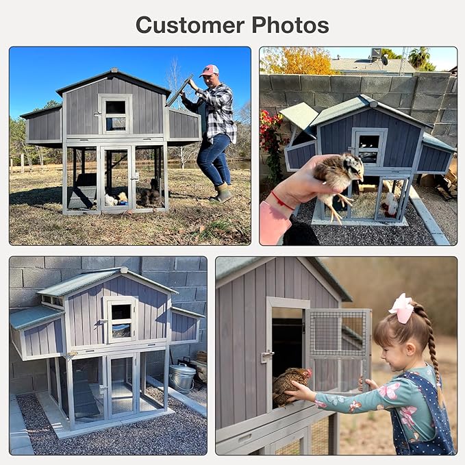 Large Chicken Coop - Unique Folding Design for Easy to Set Up - Chicken House for Outdoor with Two Nesting Box, Leakproof Pull-on Tray, and UV-Resistant Roof Panel