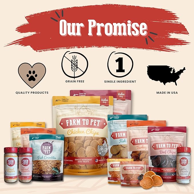 Farm To Pet - Dog Training Treats Sampler - Chicken, Beef, Turkey & Fish Chips - 24-Variety Flavor Pack, Single Ingredient, All Natural, Lean, Healthy Snacks for Small, Medium, Large Breeds & Puppies