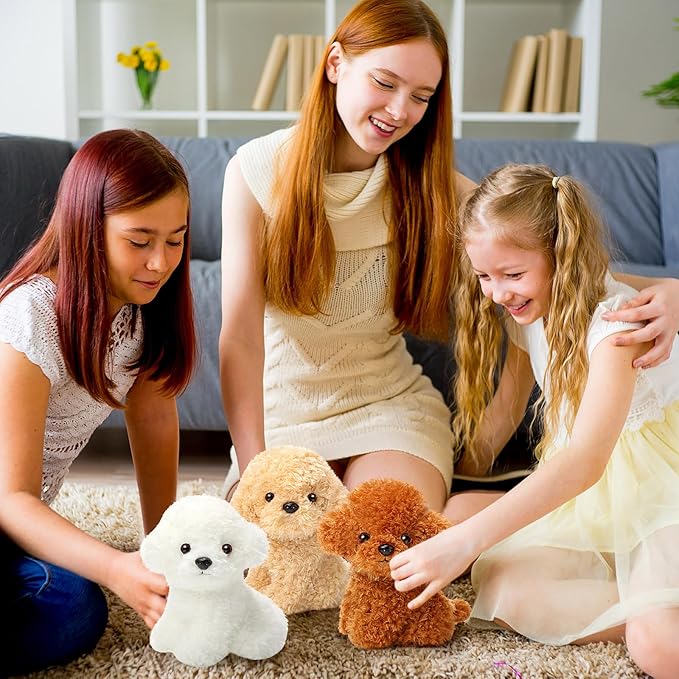 6 Pcs 8 Inch Stuffed Animal Plush Dog Puppy Soft Plush Pillow Toy Fluffy Puppy Set for Kids Girls Dog Theme Party Favor Birthday Baby Room Home Decor(Retro Color,Adorable)
