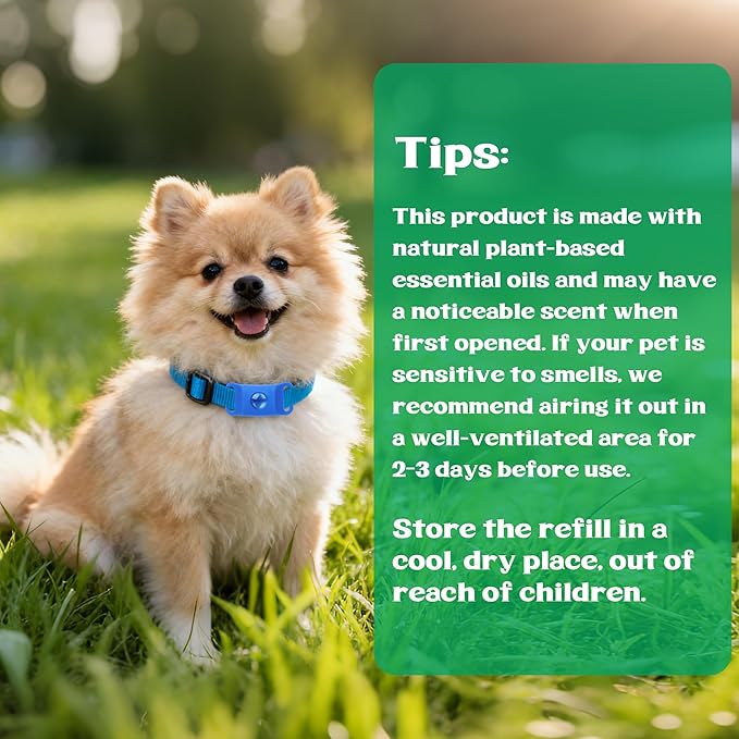 Natural Dog Tag for Flea & Tick Prevention – 6 Months Long Lasting Protection, Waterproof Collar Pendant with Extra Refills, Safe for All Breeds, Collar Not Included,Blue