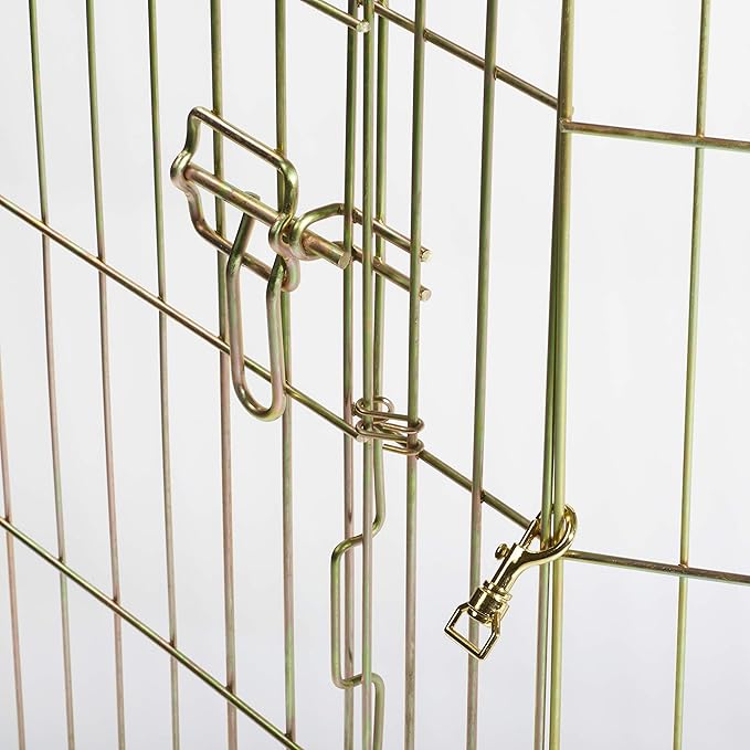 MidWest Homes for Pets Folding Metal Puppy/Dog Exercise Pen, Indoor/Outdoor Playpen with Door, 16 Sq Feet of Play Space, 30-Inches Tall, Gold Zinc