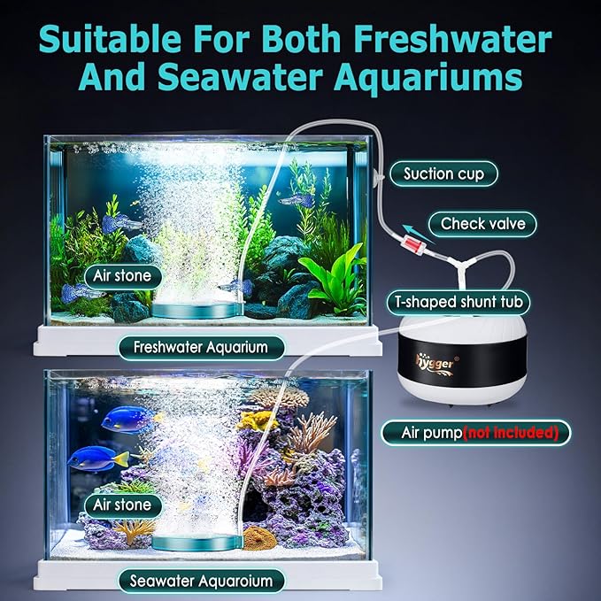 hygger Aquarium Air Stone 3 Inch, Fish Tank Bubbler Stone, Air Bubble Aerator Oxygen Diffuser, Air Pump Accessories for Aquariums, Fish Tanks, Hydroponics and Ponds