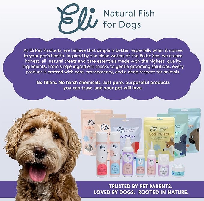Eli Cod Skin Cubes – A Natural, Bite-Sized Fish Treat for Dogs, High in Protein and Omega-3, Ideal for Quick Rewards or Meal Toppers, Single Ingredient, Grain Free, Gluten Free, Air Dried – 2 Lbs