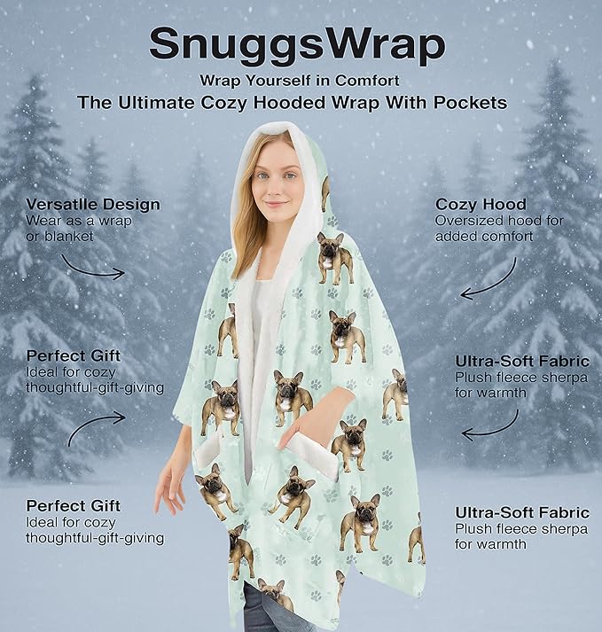E&S Pets Sherpa Wearable Blanket Hoodie for Women – Soft Fleece Snuggs Wrap – 32 Dog & Cat Breeds – Warm Pet Lover Gifts