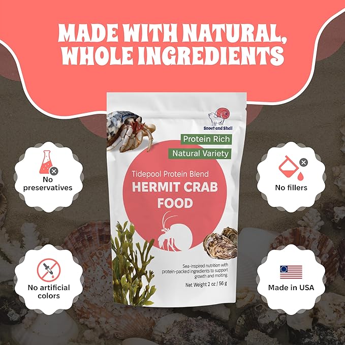 Snout and Shell Tidepool Protein Blend Hermit Crab Food – High Protein, Natural Sea-Inspired Variety, Supports Growth & Molting – 2 oz / 56 g
