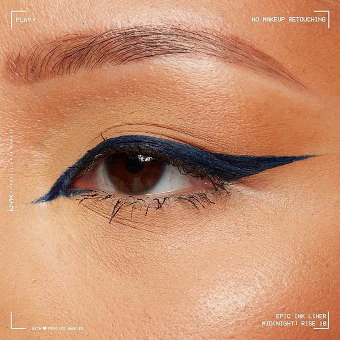 NYX PROFESSIONAL MAKEUP Epic Ink Liner, Waterproof Matte Liquid Eyeliner with Vegan Formula - Mid Night Rise (Deep Navy)